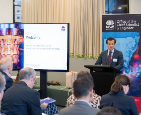 The Hon Anoulack Chanthivong MP launching the Quantum Algorithms and Applications Report at The Quantum Terminal, Monday 27 May 2024.